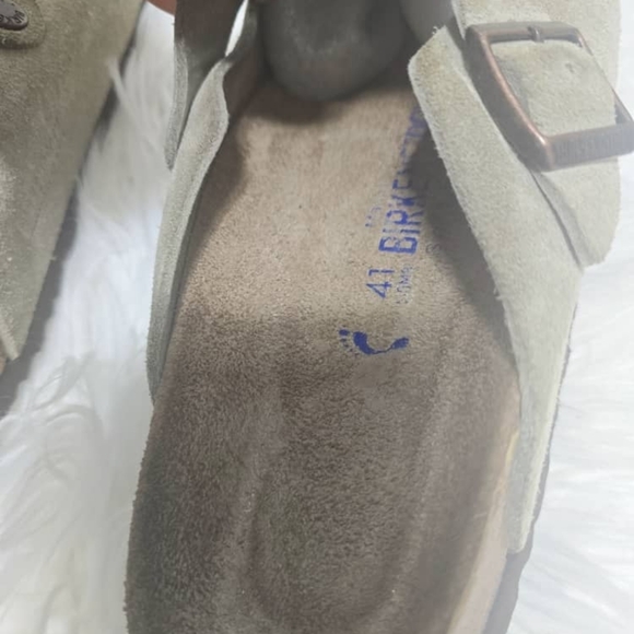 Birkenstock Boston BS Suede Leather Soft Footbed Taupe Sandals Size L-10 M-8